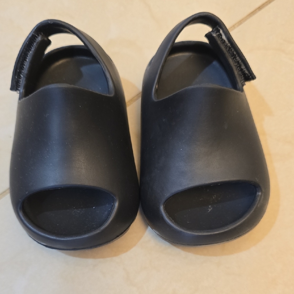 Kids Black Slip-On Sandals